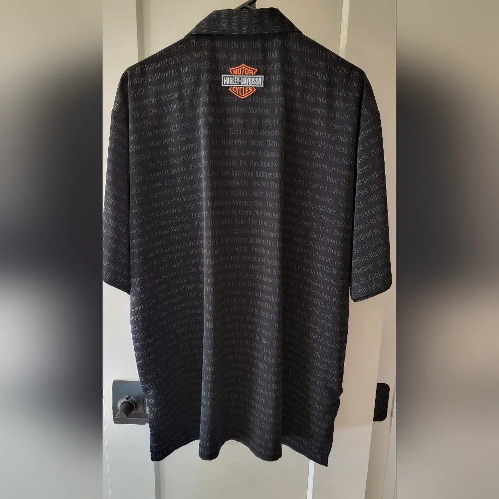 Harley-Davidson Men's Black Short Sleeve Button Down Shirt SZ L - Picture 2 of 5